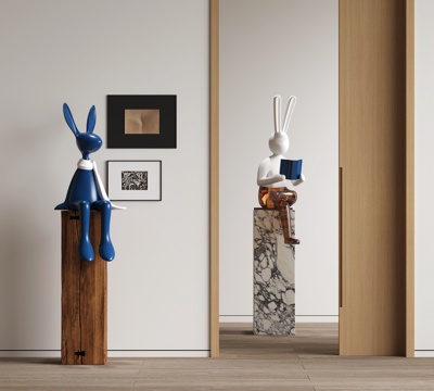 现代卡通雕塑 动物雕塑 兔子雕塑 创意雕塑su模型