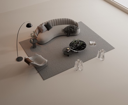  沙发组合 布艺沙发 豆腐块沙发 多人沙发 茶几3d模型 