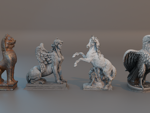 雕像 石像 欧式复古雕像 神话雕像 动物雕像su模型