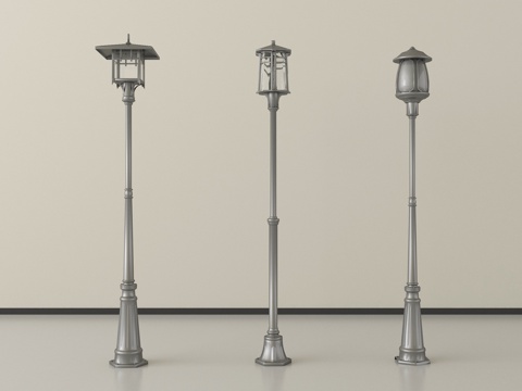 现代户外路灯 高杆灯 景观灯su模型