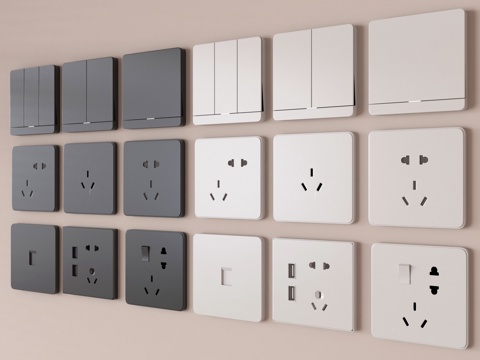 现代开关 插座组合su模型