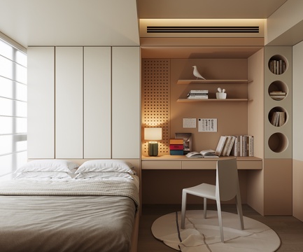 现代榻榻米卧室su模型