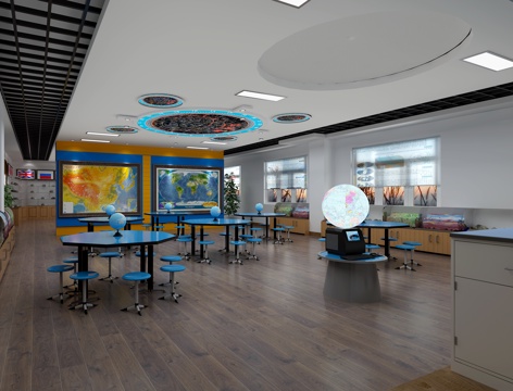  地理教室，教室，史地教室，星象仪，天文演示仪3d模型 