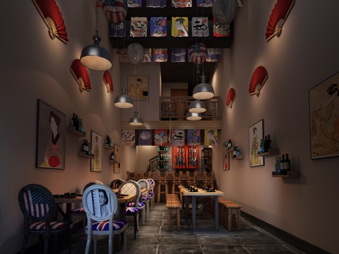  日式餐厅 日式居酒屋3d模型 