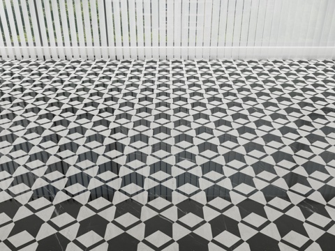  现代石材地面拼花3d模型 