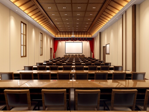  其它民宿风报告厅会议厅3d模型 