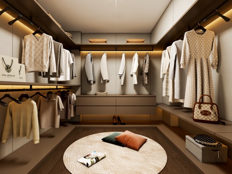  现代壁挂衣帽间3d模型 