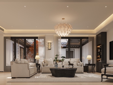 美式客厅3d模型