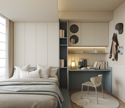 现代榻榻米卧室su模型