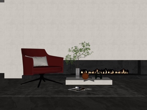 现代单椅沙发su模型