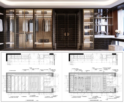 全屋定制衣柜 卧室衣柜  水吧台柜子 柜子节点图cad施工图