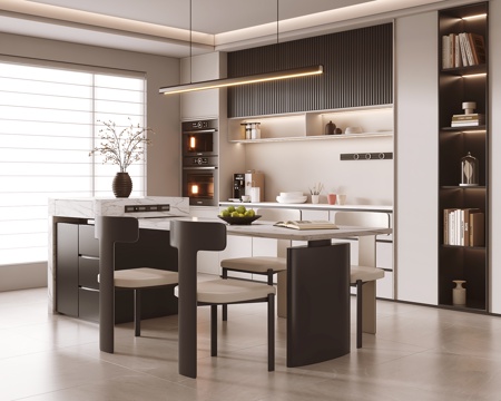 意式极简餐厅su模型