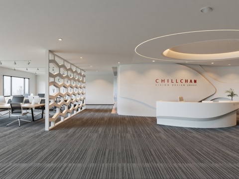 现代异形接待台服务前台su模型