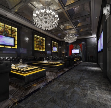  简欧KTV包间3d模型 