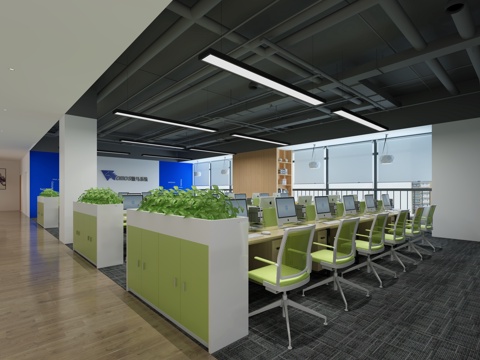  现代傲马办公室 现代 休息区 办公区3d模型 