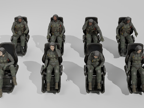 飞行员 驾驶员 女兵 女人 军人su模型