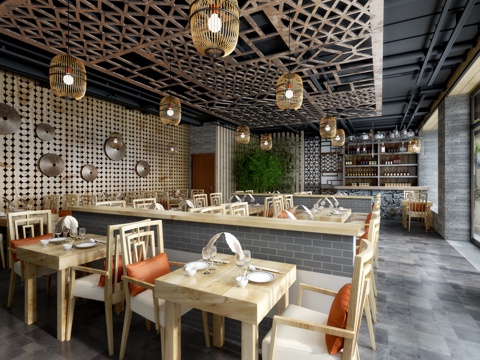  中式中餐馆 火锅店 串店3d模型 