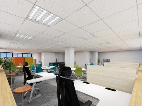  办公室 工位 办公空间3d模型 