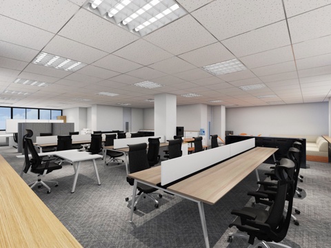  办公空间 工位办公室3d模型 