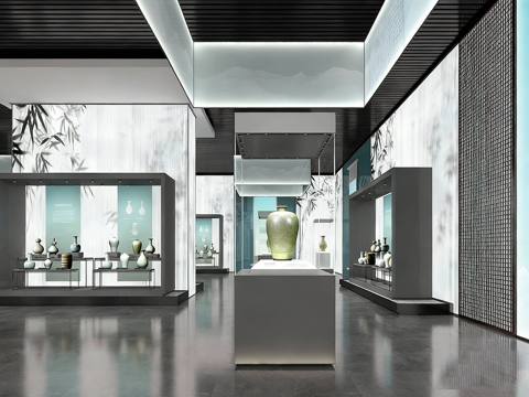  新中式瓷器博物馆3d模型 