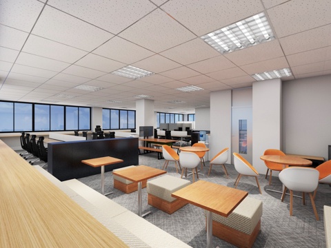  办公空间 工位办公室3d模型 