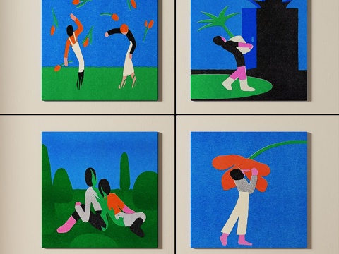  现代，简约，抽象，装饰画3d模型 