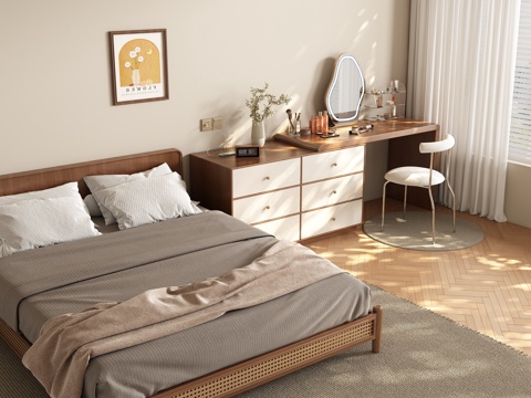  侘寂风卧室 梳妆台3d模型 