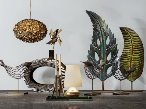  现代装饰品摆件组合3d模型 