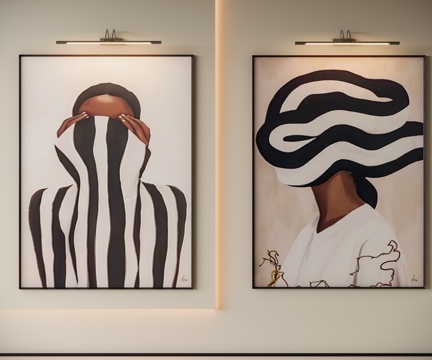 现代中古人物挂画su模型