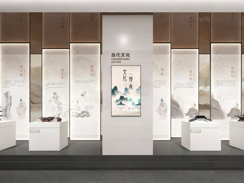  新中式展厅3d模型 