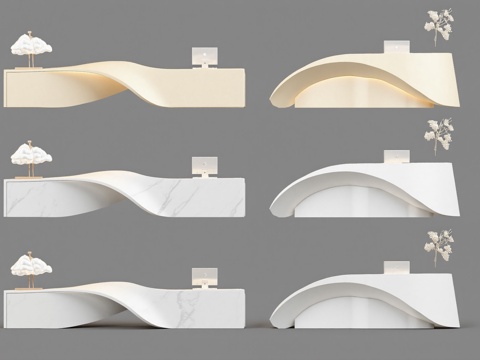 现代异形接待台服务前台su模型