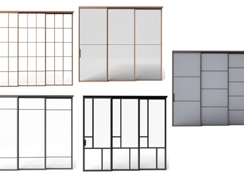  玻璃门 日式拉门3d模型 
