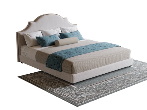 美式单人床 儿童床su模型