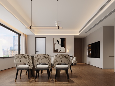  现代客餐厅3d模型 