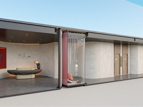 现代轻奢休闲会所su模型