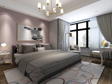  现代轻奢卧室3d模型 