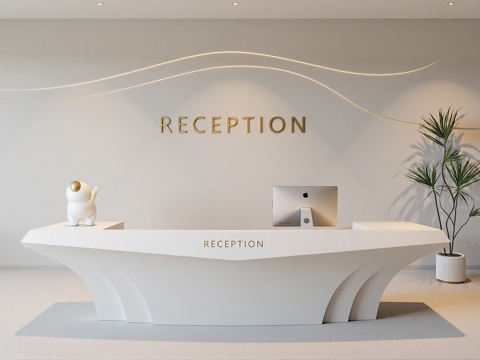 现代异形接待台服务前台su模型