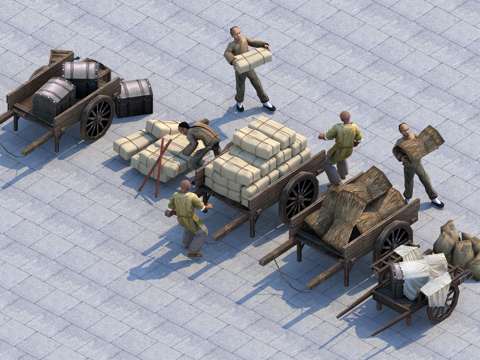 古代货物，搬运，古代搬运工，货物免费su模型