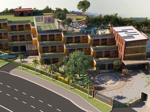  现代幼儿园 园林 景观 大型玩具 鸟瞰 原木 活动 大门3d模型 