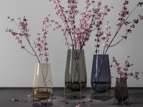  现代花瓶摆件装饰品组合3d模型 
