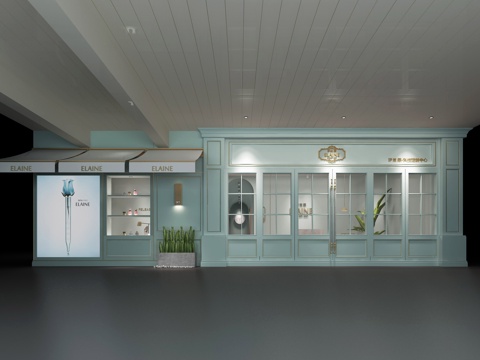  北欧美容院门口外立面3d模型 