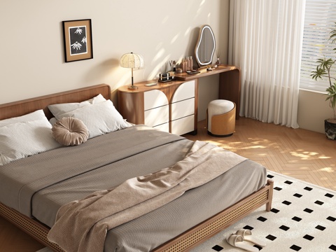  侘寂风卧室 梳妆台3d模型 