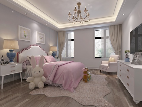  简欧女儿房3d模型 
