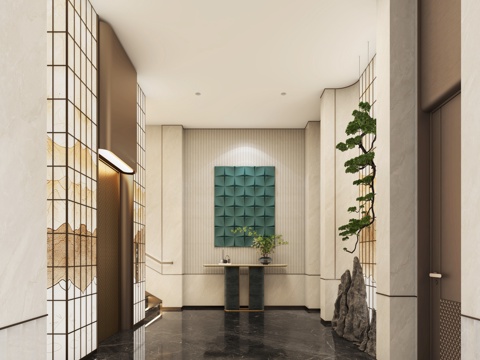  现代轻奢售楼处3d模型 