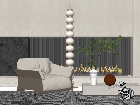 现代单椅沙发su模型