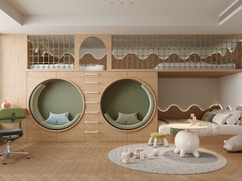 现代儿童房su模型