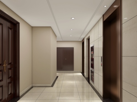 电梯厅3d模型 