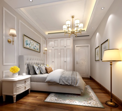  美式客房2015版本 后现代客房3d模型 