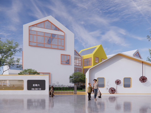 现代幼儿园建筑 学校建筑su模型