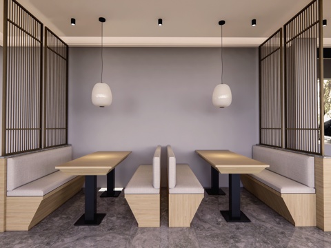 现代餐桌 卡座 座椅 沙发su模型